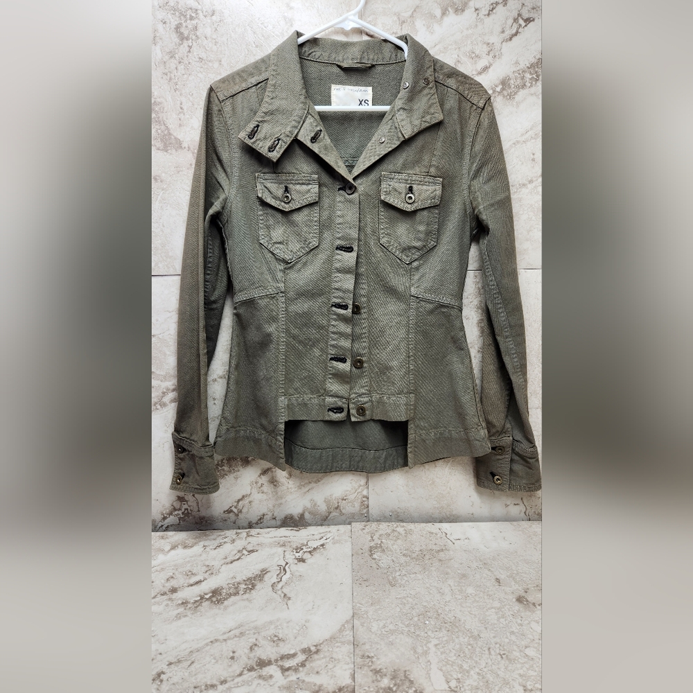 New wot, Rag & Bone X Small Chamberlain 100% Cotton Army Green Fitted Jacket
